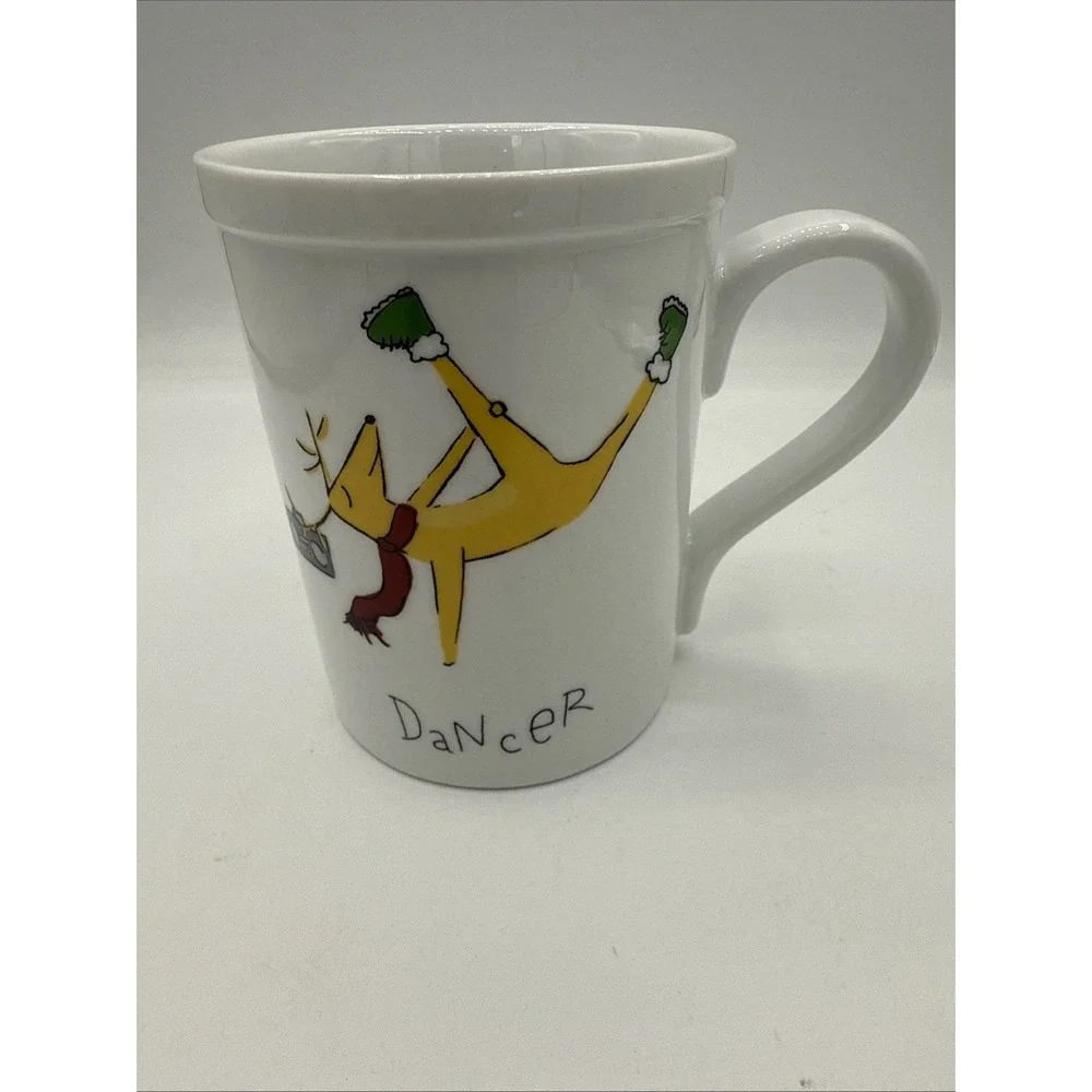 Pottery Barn Christmas Reindeer Mug Cup Hip Dancer Christmas Novelty EUC
